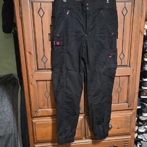 Black WonderWink Scrub Pants with Pink Accents, Sz Large